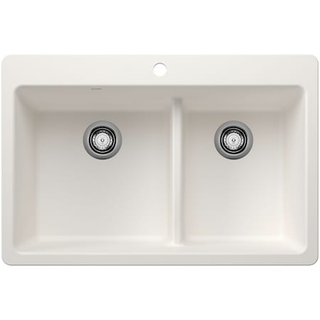 Blanco Liven 33 in. Drop-In/Undermount 60/40 Double Basin SILGRANIT Kitchen Sink with Low Divide 443213